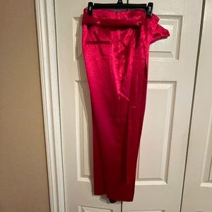 Hot Pink Texture paper bag Pants